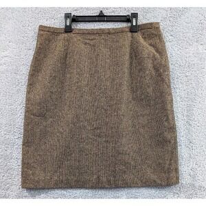 Vintage Eddie Bauer Brown Wool Blend Knee Length Skirt, Women's Size 14,‎ Lined